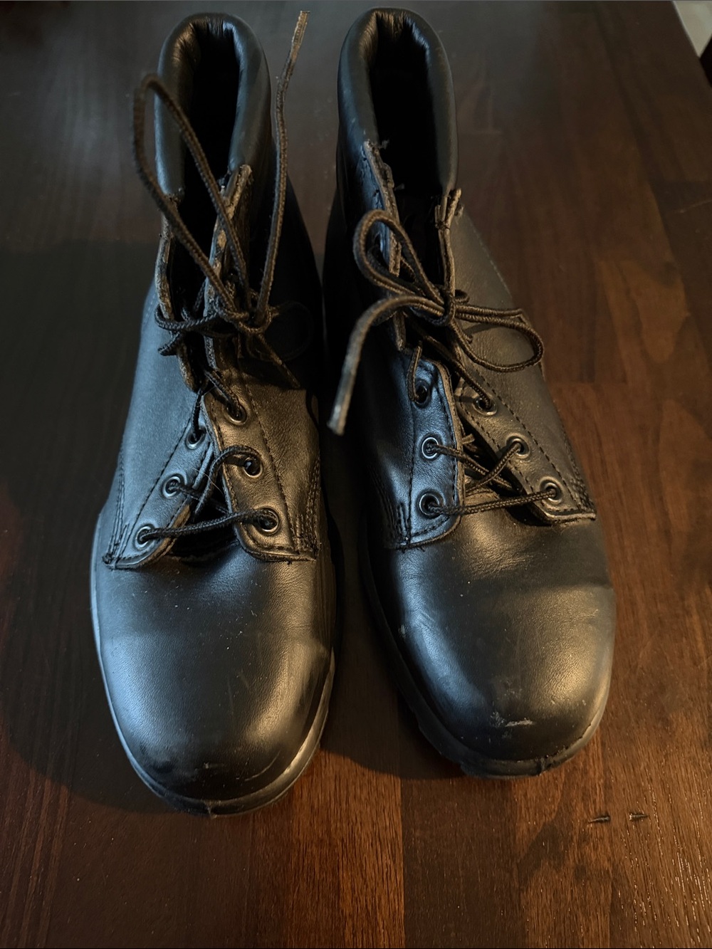 Bates Black steel toed leather work boots